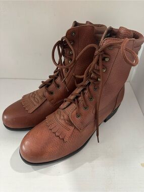 Leather Acme western kiltie roper Boots